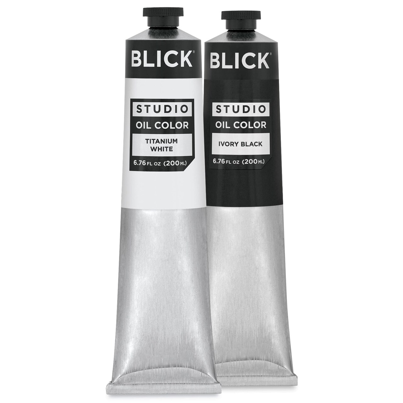 Blick Studio Oil Colors - Pkg of 2, Titanium White and Ivory Black, 200 ml tube